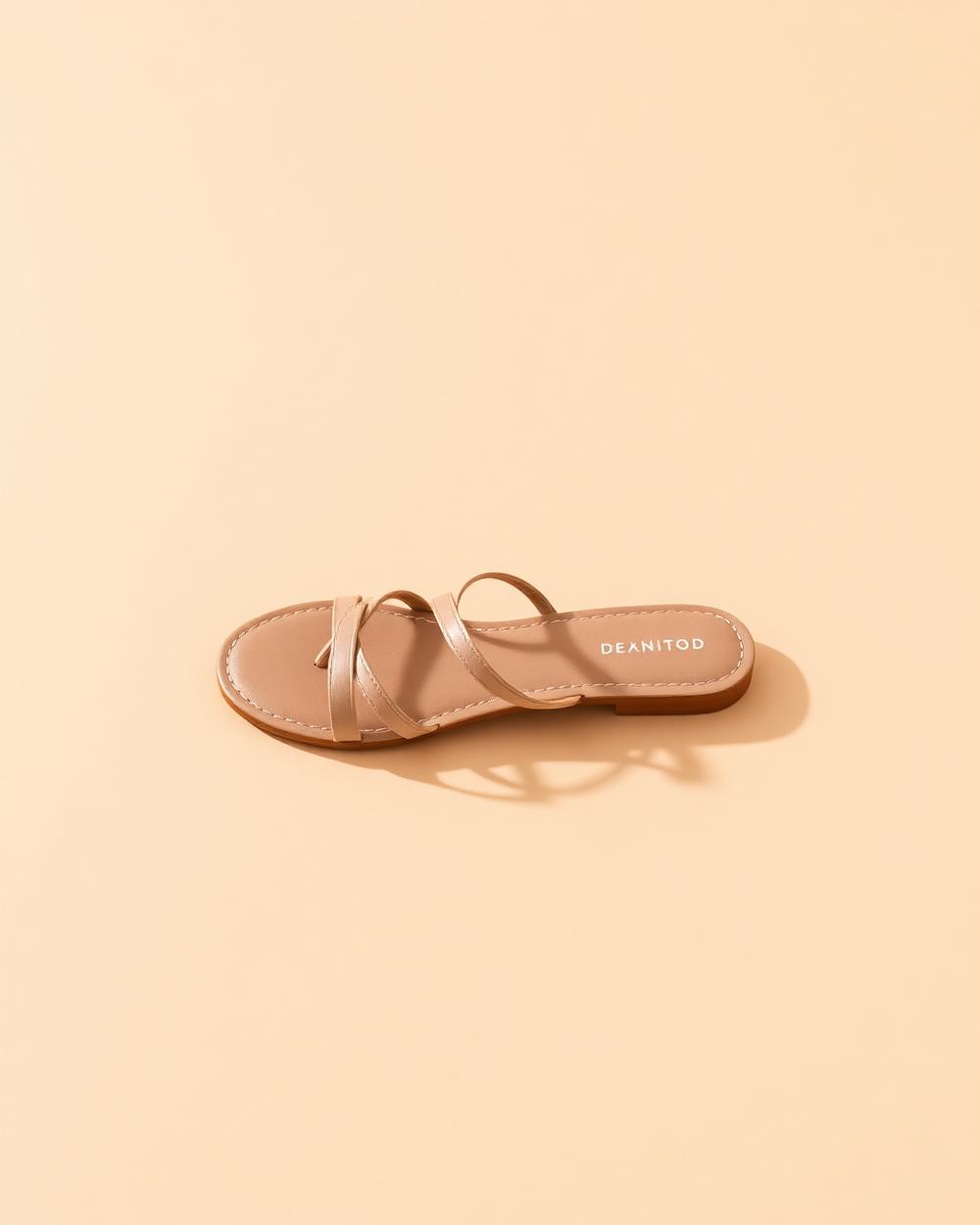 Sandalia plana beige Lino