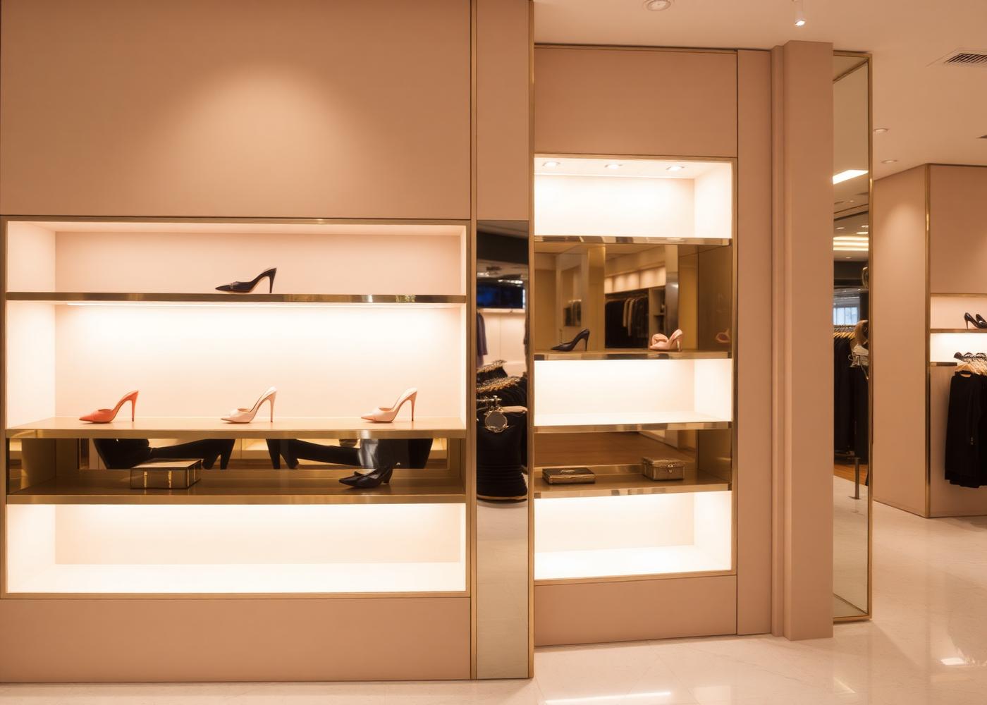Interior de tienda SADIVA con calzado femenino en tonos beige